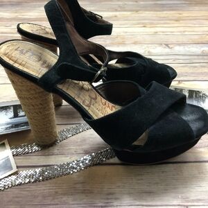Sam Edelman Mabel Black Suede Platform Heels 10M